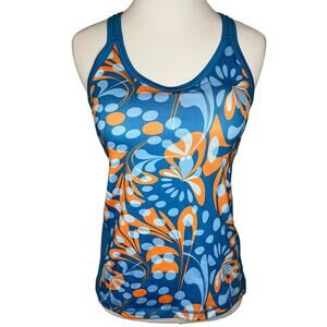 Brooks Blue Orange Floral Racerback Sports‎ Tank Top Women’s Size Small